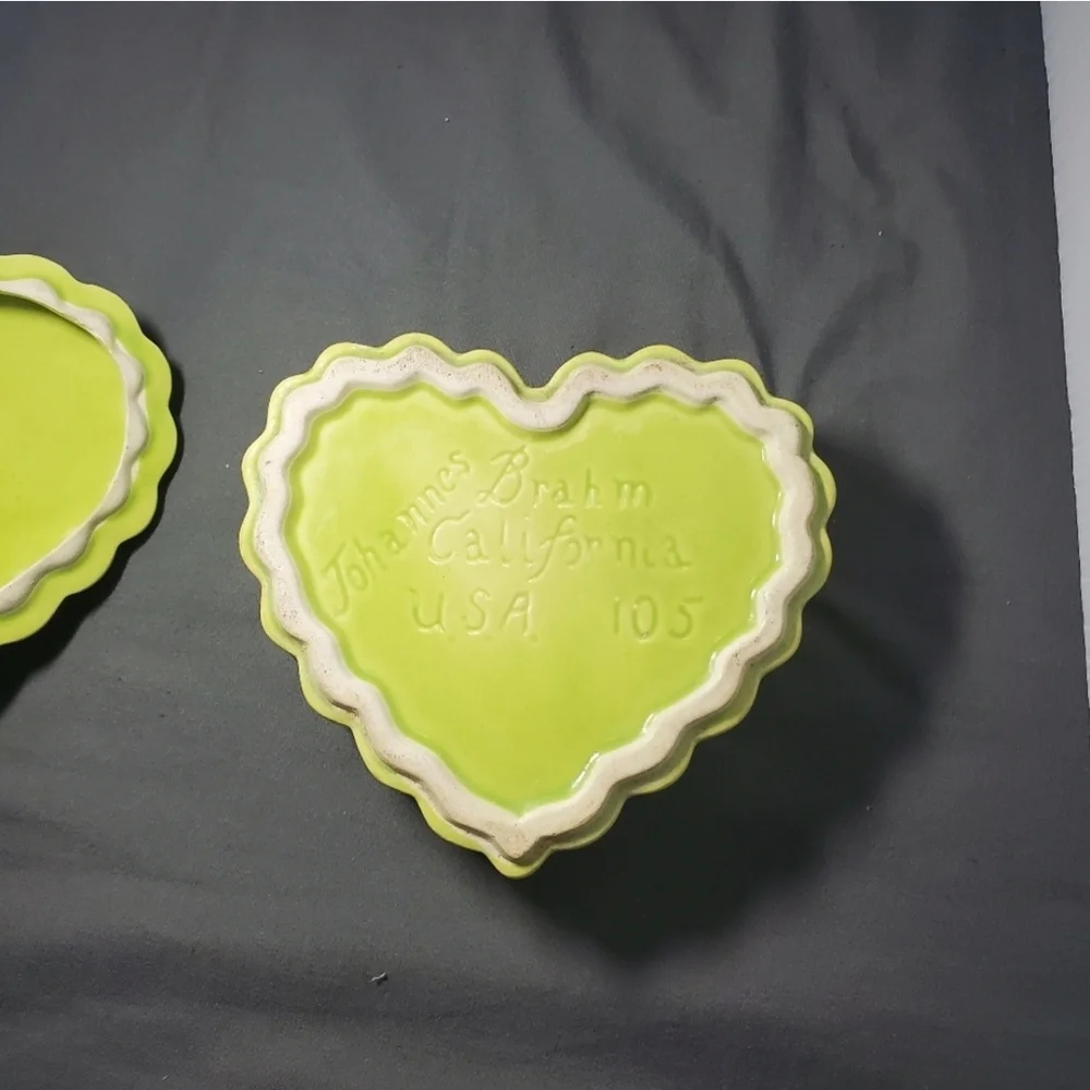 Johannes Brahm California pottery Rose heart Jewelry dish box 105